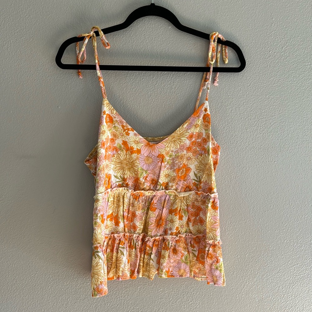SO Good for life tank top pink large floral